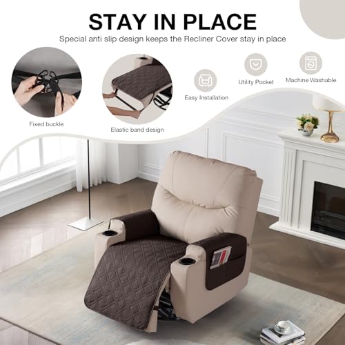 Waterproof Recliner Chair Cover with Utility Pockets, 22"