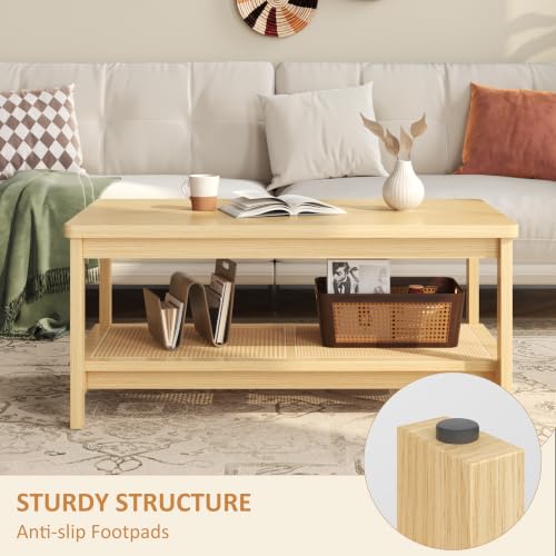 2-Piece Rattan Living Room Set: 62-Inch TV Stand and Coffee Table