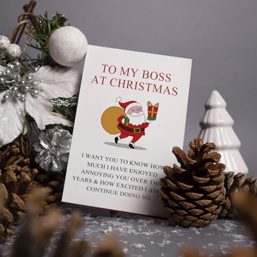 Qiliji Boss Christmas Card Bosses Funny Holiday Card with Inside Message - Boss Christmas Variation