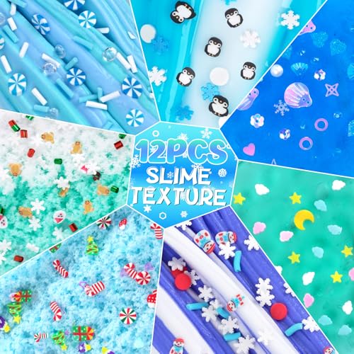 LAWOHO Blue 12 Pack Slime Advent Calendar 24 Days Kids Holiday Gift