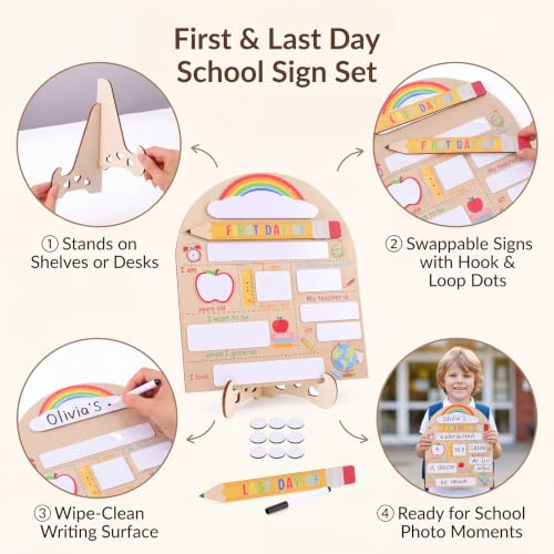 Reusable First and Last Day of School Wooden Board - 12x10 Photo Prop