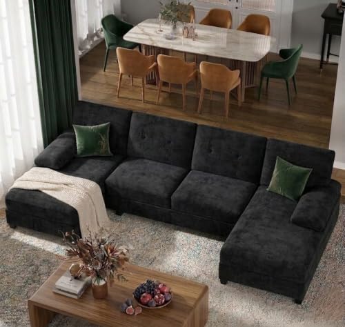 U-Shaped 4-Seat Sectional Sofa with Double Chaise Lounges, White