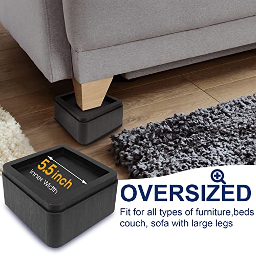 Heavy Duty 3 Inch Bed Risers - Oversized Stackable Furniture Lifts (4 Pack)