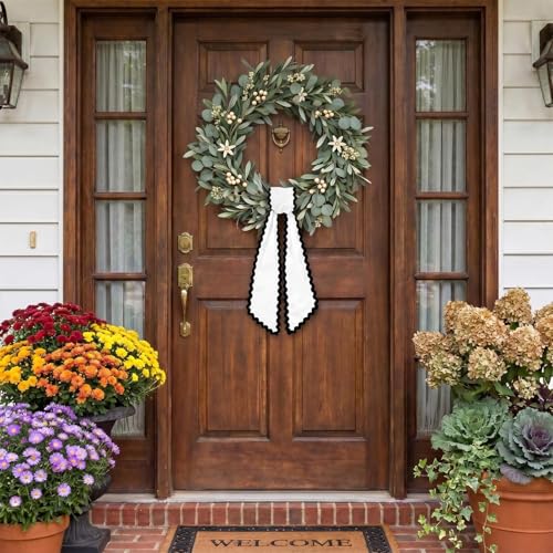 Cotton Wreath Sash Tie for Front Door Holiday Decor, 5.1 x 54 Inches