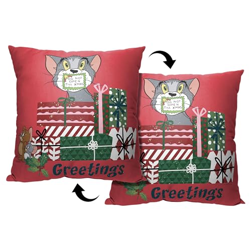 Northwest Tom & Jerry Silenced Till Christmas 18x18 Inch Pillow - Official Licensed Decor