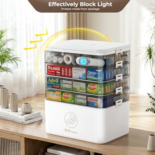 5-Tier Large Medicine Cabinet Organizer, Portable First Aid Storage Box