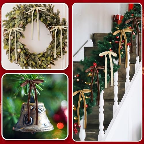 24 Pcs Velvet Bows for Christmas Tree, 5x7" Vintage Craft Decor