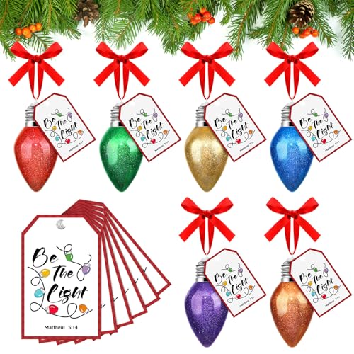 Vercraft Christ Christmas Bulb Ornaments with Poem Card & Red Bow - Set of 6