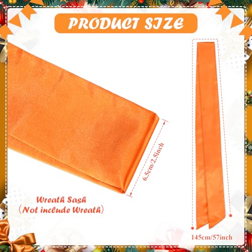 2-Piece Fall Wreath Sash Orange Satin for Front Door Decor