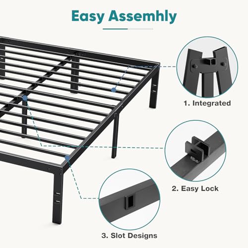 14 Inch Queen Metal Platform Bed Frame with Under-Bed Storage, Black