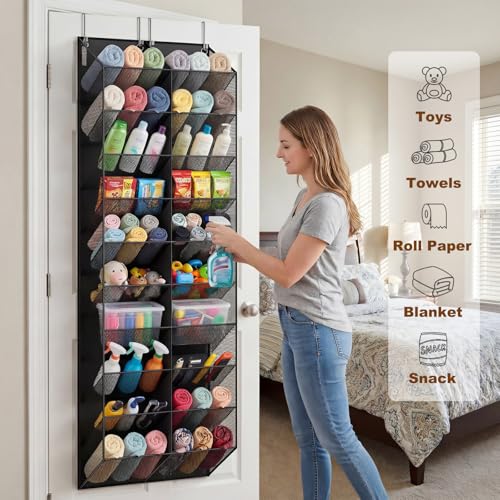 Over the Door Shoe Organizer - 10-Tier Hanging Rack for 20-30 Pairs, Black