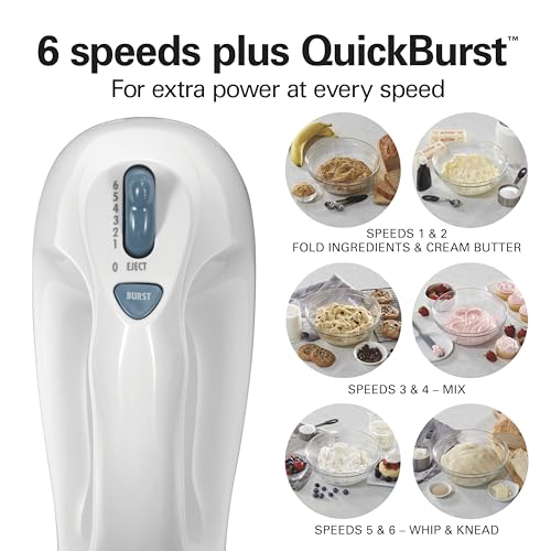 6-Speed Electric Hand Mixer with Snap-On Storage Case, 250W Motor