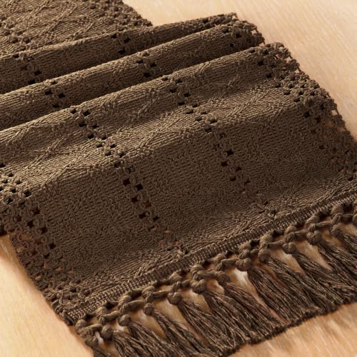 Socomi Boho Cotton Table Runner Fall Farmhouse Rustic Dining Decor 12"X90"