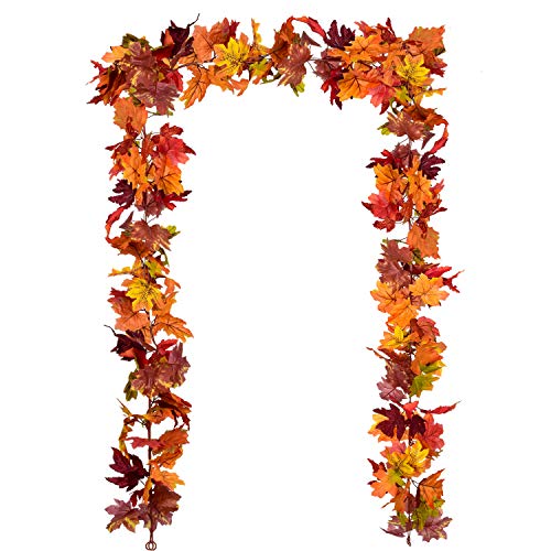Artificial Maple Leaf Fall Garland 2-Pack, 5.9ft Autumn Foliage Vine