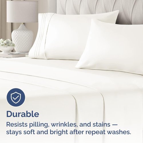 King Standard Pillow Cases Set of 4 - Soft Hotel Quality Covers - Comfy & Machine Washable - Antique White
