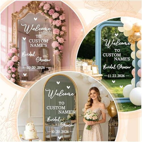 Custom Bridal Shower Welcome Sign Mirror Decal - DIY Vinyl Letters