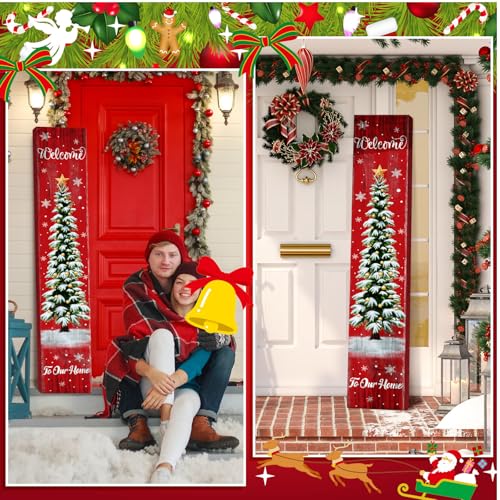 SmoothNovelty Pine Tree Christmas Wooden Porch Sign 47'' Welcome Holiday Decor