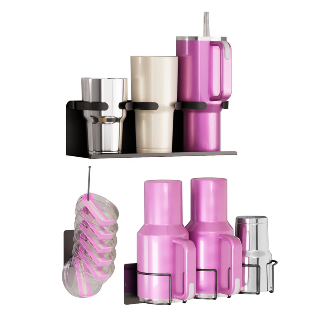 Veitail Magnetic Stanley Cup Holder for Fridge,Water Bottle Organizer,Tumbler Organizer,Stanley Cup Accessories(Black, 6 Bottles)