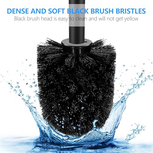 Compact Toilet Bowl Brush and Holder Set with Stainless Steel Handle
