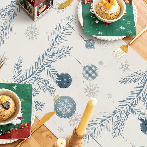 OTOSTAR Tree Blue 13x108 Inch Christmas Table Runner - Blue Pine Trees