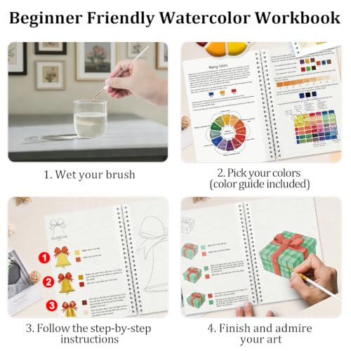 Apolyone Watercolor Workbook with Step-by-Step – Christmas Edition, 1