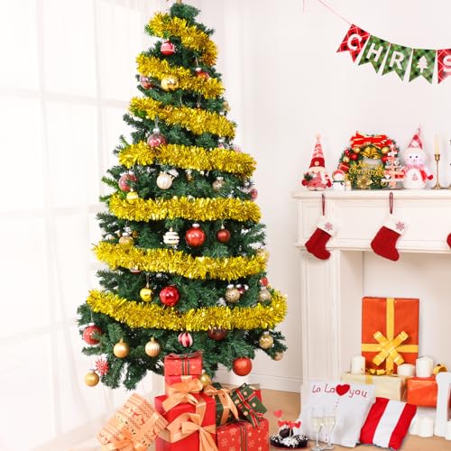 BLEUM CADE 32.8ft Gold Christmas Tinsel Garland - 1 Pcs