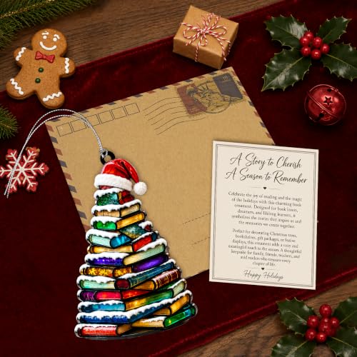 Kingduhu Santa Book Ornament for Christmas Tree – Book Lover Gift 4"