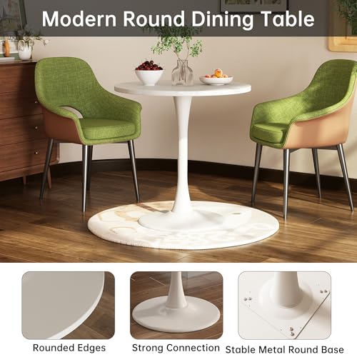 24-Inch Round Tulip Dining Table, Mid-Century Modern White Kitchen Table