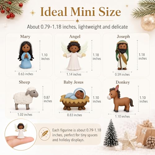 60-Piece Mini Nativity Scene Resin Figurines for DIY Christmas Crafts