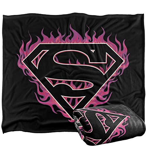 Superman Fuchsia Flames Microfiber Throw Blanket - Silky Soft Fandom Gift