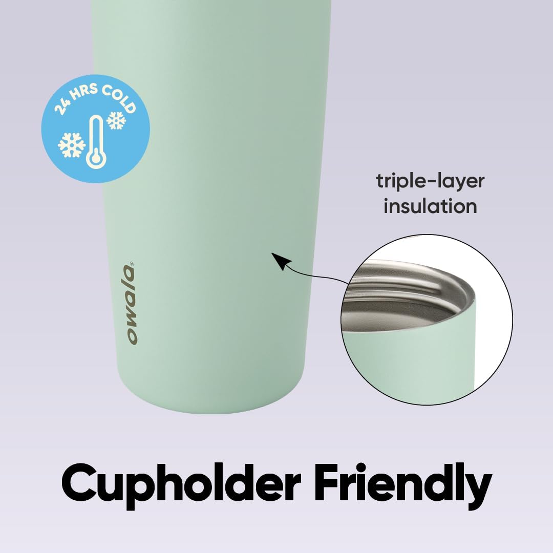 Owala FreeSip Sway - 30-Oz. Stainless Steel Water Bottle - Green Eucalyptus Design