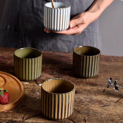 LILITURF Brown Kiln-Fired Ceramic Tea Mug 6oz - Handleless Green Tea & Espresso Cup
