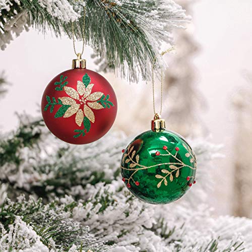 Valery Madelyn Christmas Ornaments Set - Red, Green & Gold Holiday Decorations