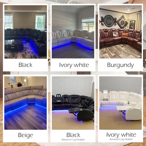 Power Recliner Sectional Sofa with LED Lights, Cup Holders & Storage