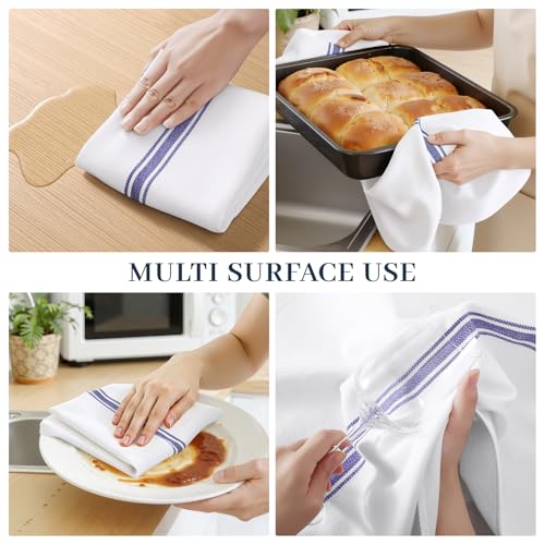 100% Cotton Kitchen Towels 6-Pack, Absorbent Dish Cloths with Hanging Loop