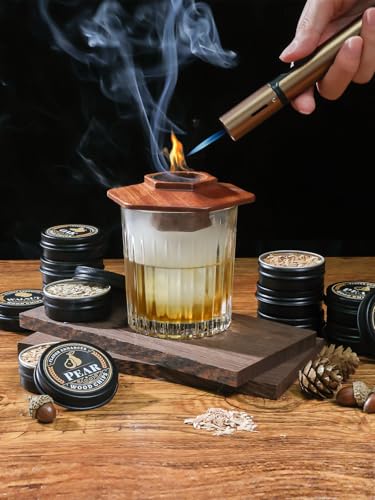 PALATO 27Pcs Whiskey Smoker Kit with Torch & 16 Wood Chips - Old Fashioned & Cocktail Infuser, Birthday Gift for Men & Dad (No Butane)