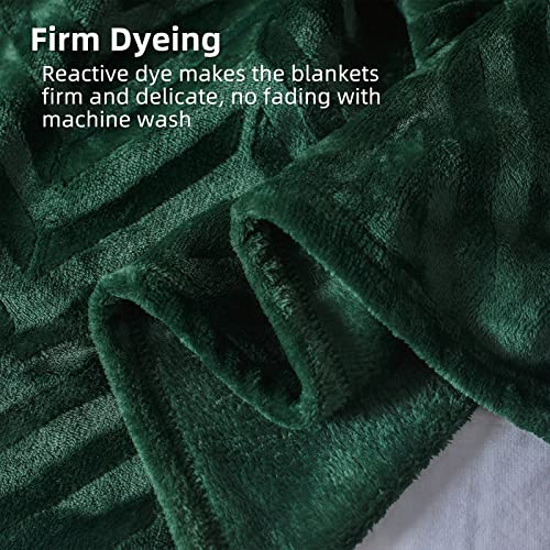 Queen Size Emerald Green Flannel Fleece Bed Blanket 90x90 Inch