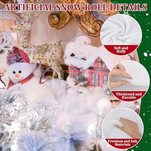 Artificial Snow Blanket Rolls (3-Pack, 3x8 ft) - White Fake Snow Decor