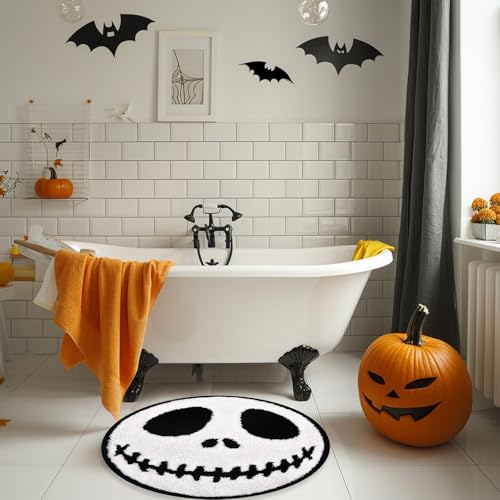 Halloween Nightmare Jack and Sally Bath Rug Non-Slip Microfiber Floor Mat 19x27 Inches