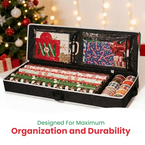 Gift Wrap Storage Organizer Under Bed Wrapping Paper Holder Black