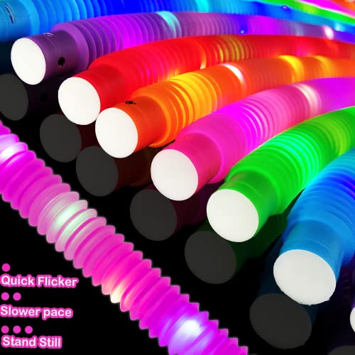 Kannove Light Up Pop Tubes LED Glow Sticks Fidget Toys for Kids