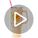 40oz Stainless Steel Tumbler with Handle and Straw - Themed Travel Cup