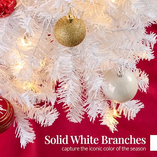 6ft Pre-Lit White Artificial Christmas Tree with Warm White Lights & Stand
