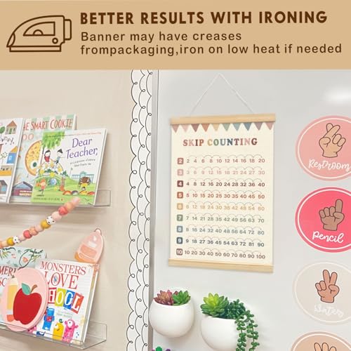 Lacama Multiplication & Skip Counting Math Poster with Wooden Hanger