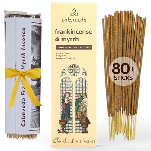 Frankincense & Myrrh Incense Sticks (80 Pack) - Charcoal-Free & Handmade
