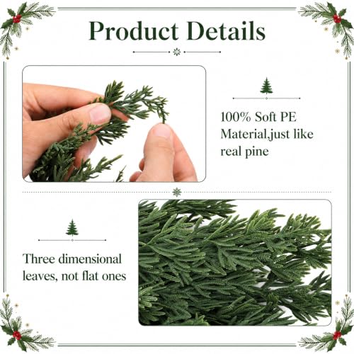 5.1ft Artificial Cedar Swag Garland - Realistic Greenery for Mantle & Mirror