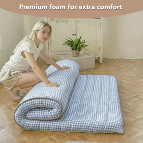 Full Size Japanese Floor Mattress, 3.5" Thick Foldable Futon Sleeping Pad
