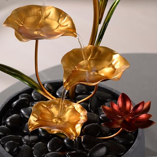 4-Tier Lotus Tabletop Water Fountain - Zen Meditation Desk Decor for Home
