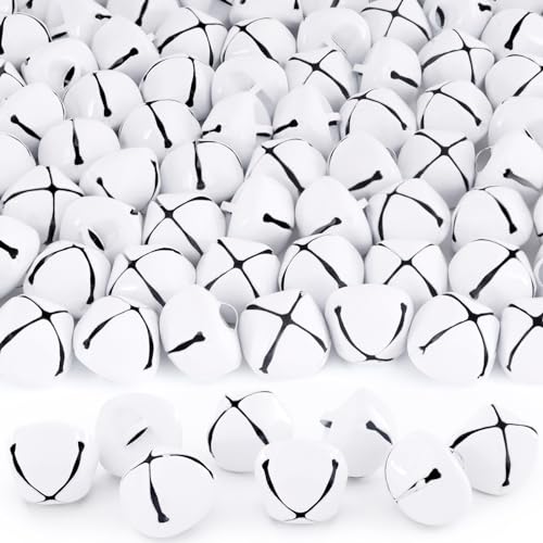1-Inch White Jingle Bells for Crafts - 50 Pcs Metal Christmas Bells