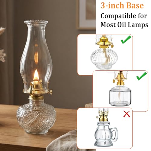 Clear Glass Oil Lamp Chimney Replacement - 3 Inch Base Hurricane Shade